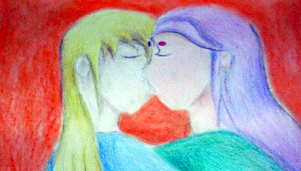 Mu and Shaka (kissing) by PiscesGirl
