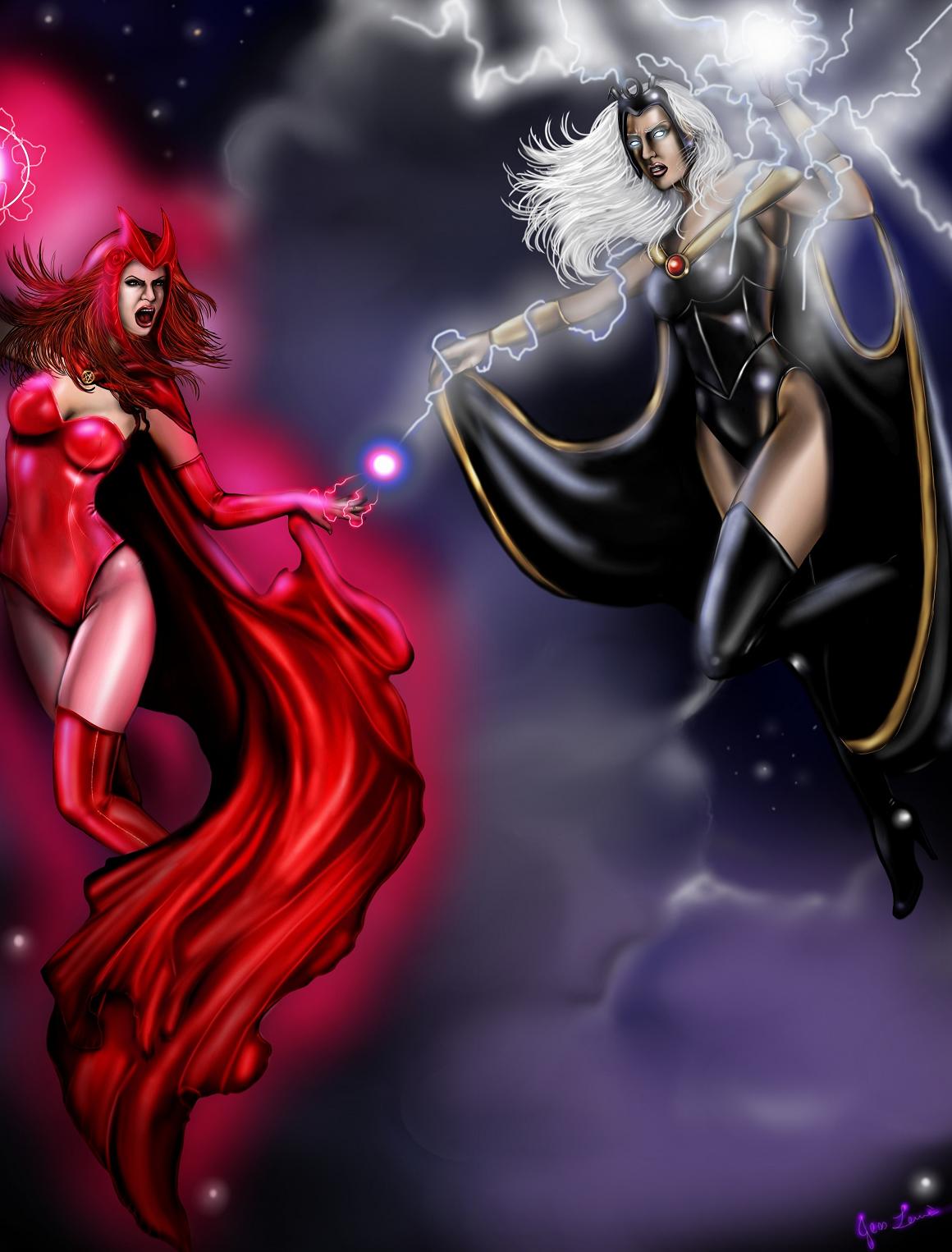 Scarlet witch vs Storm by PistolPolly