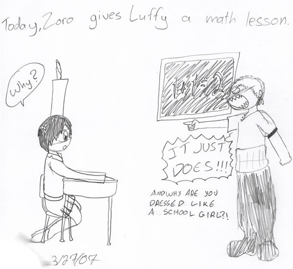 Today, Zoro gives Luffy a math lesson. by PockyofDoom