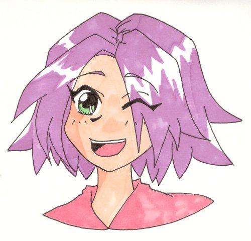 Purple haired girl by PrincessWombat