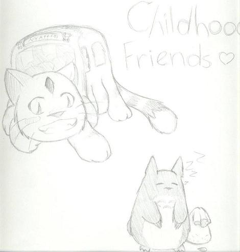 Cat-bus and Totoro - Childhood Friends by Prite
