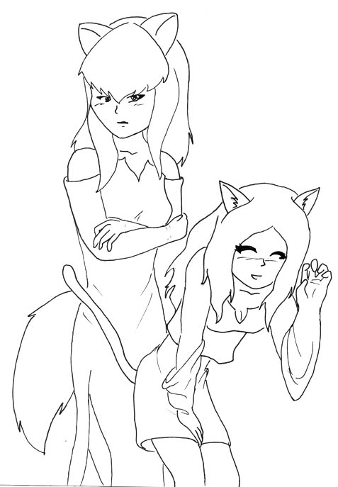 Cat and Fox girl by Prophet