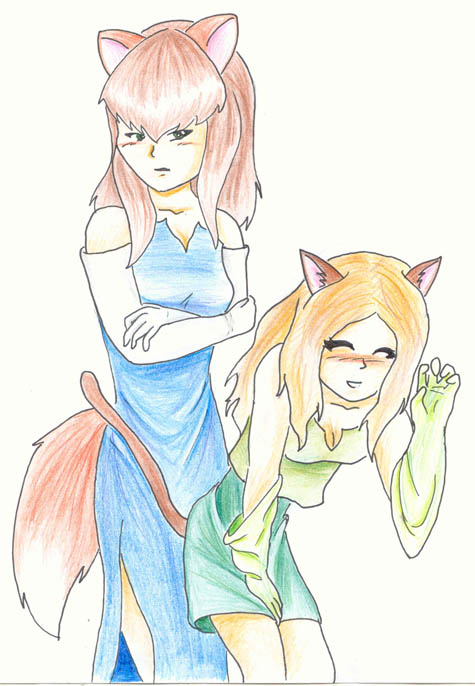 Coloured Cat Fox girls by Prophet