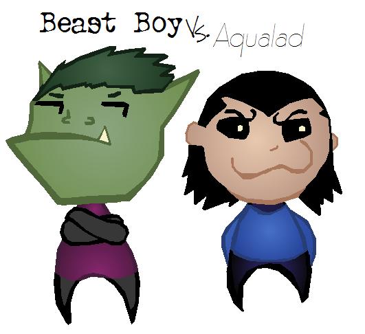 Beast Boy Vs. Aqualad by Psychotic_Malfunction