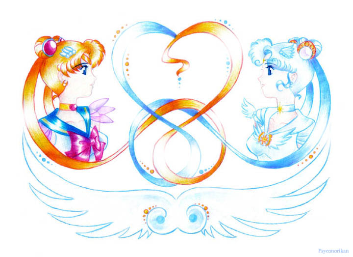 Sailor Moon and Cosmos by Psyconorika