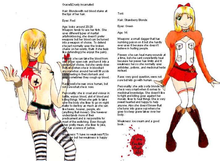 torii and grace&cruelty bio page by PunchenAngel666