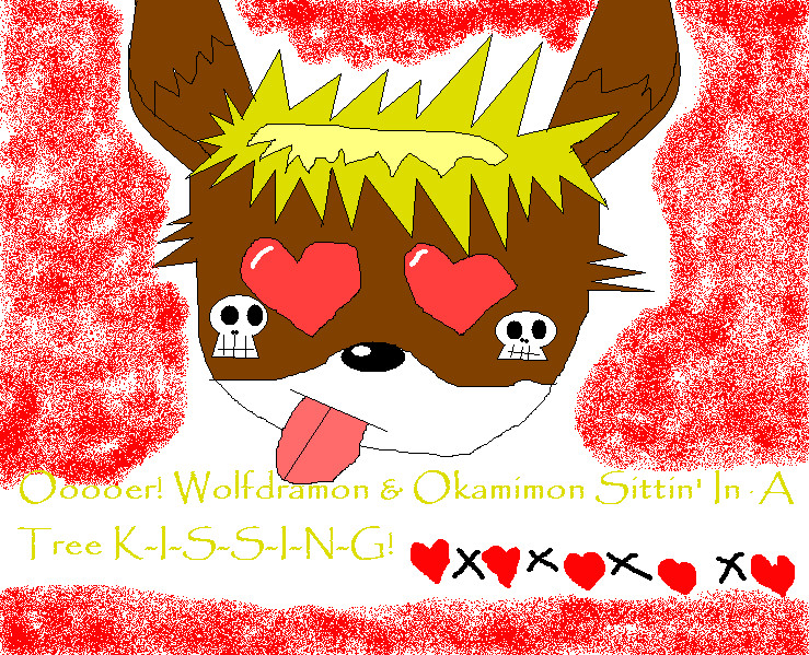 Wolfdramon &amp; Okamimon Sittin' In A Tree! by PunkWolfGirl