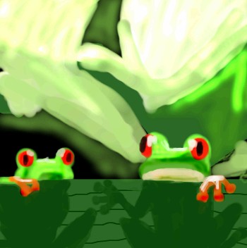 Two red eyed tree frogs by PureAngel06