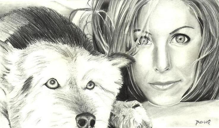 Jennifer Anniston with Dog by pantslesshobo