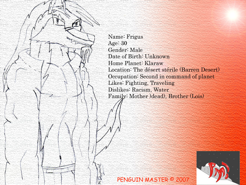 Frigus infomaton sheet by penguinmaster