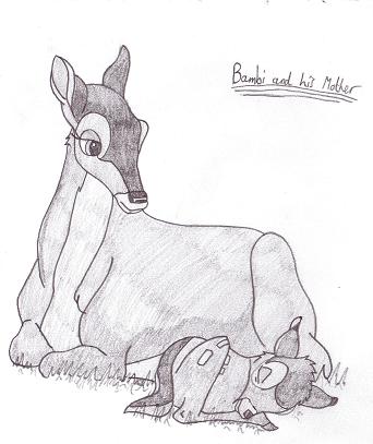 Bambi and his mother by perfectpureblood