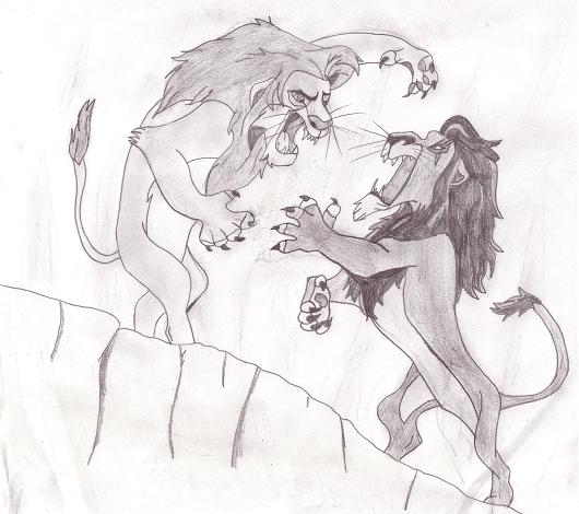 Simba and Scar fight! by perfectpureblood