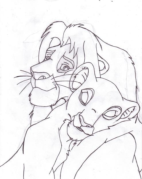 Simba and Nala line art by perfectpureblood