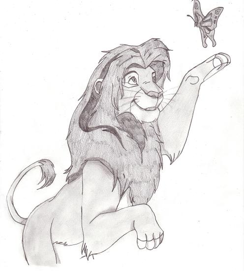 Simba playing with a butterfly by perfectpureblood