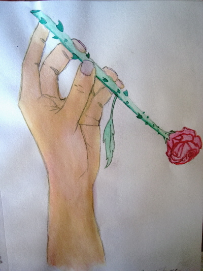 hand with rose by pinstriperoses