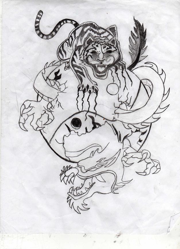 Tiger &amp; Dragon ying yang (not finished) by pistolwhip94