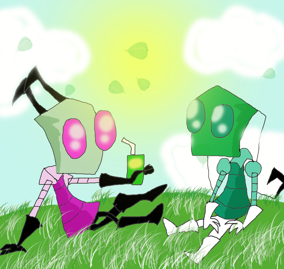 Zim And Chip Sitting On A Hill by pixiepumpkin