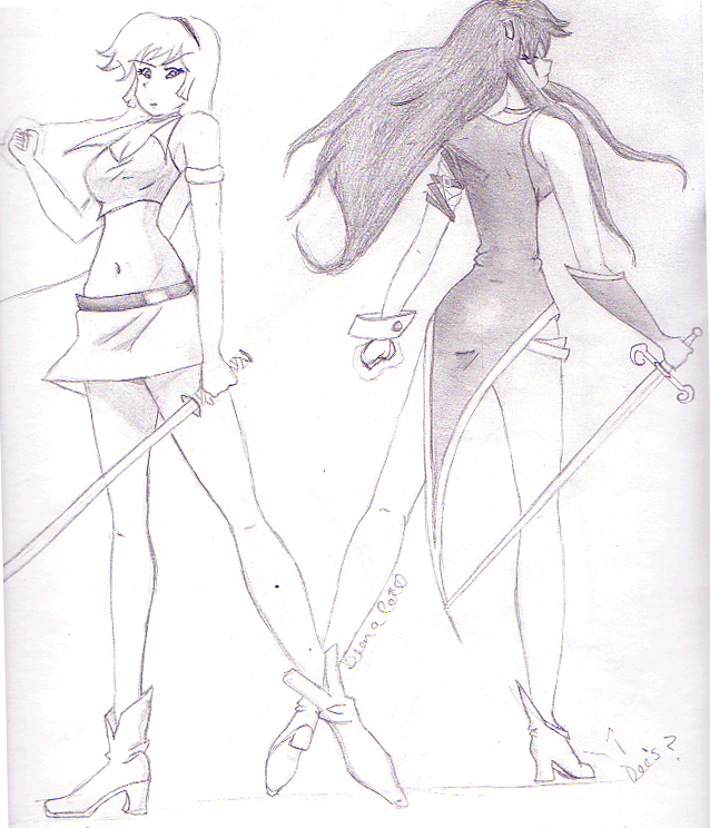 Cutie Honey and My character(no name) by priestess_of_anime44
