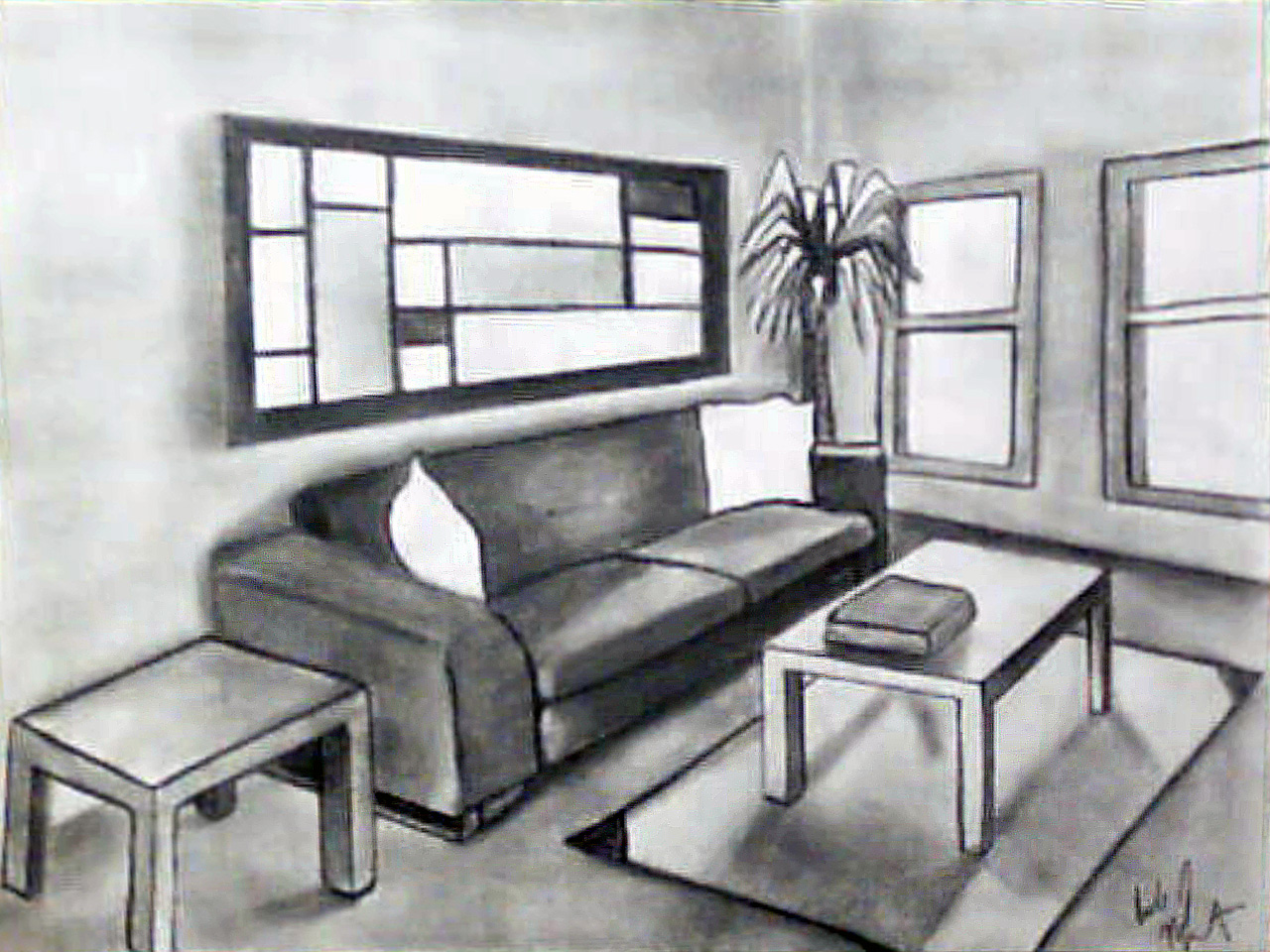 Living Room Sketch by psych00z