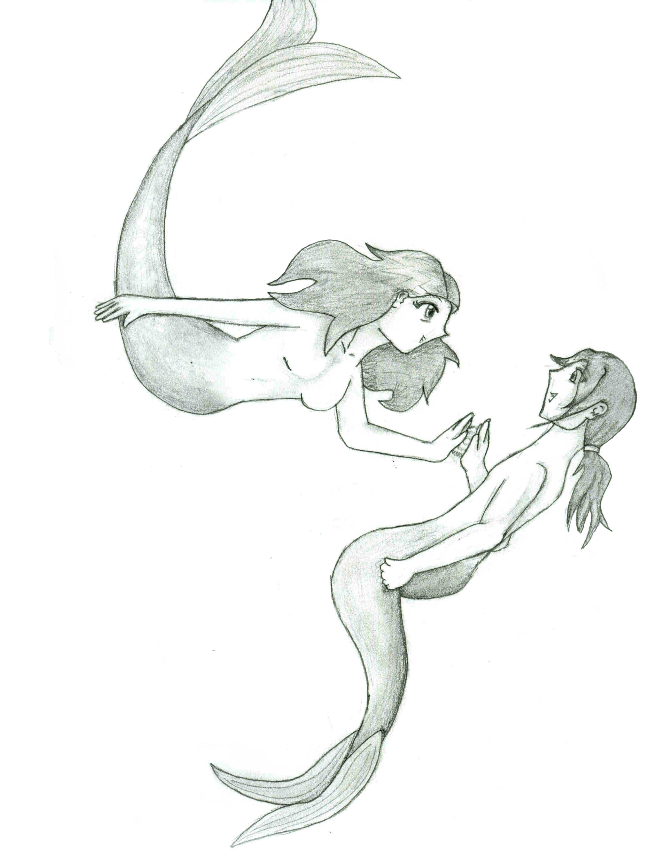 Mermaids (pencil) by psycho_girl