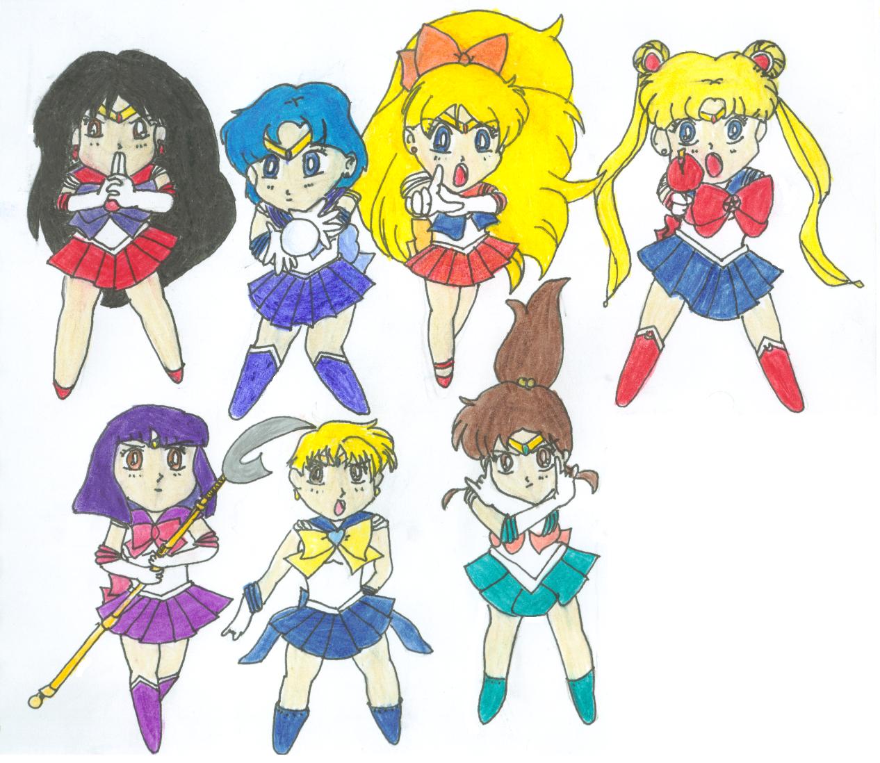 Sailor Scouts in Chibi Form by psycho_girl