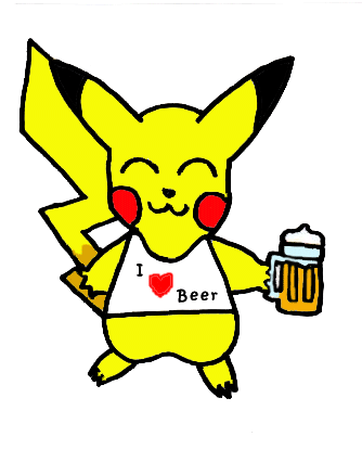 *~Pikachu loves beer (animated gif)~* by pujolcilla