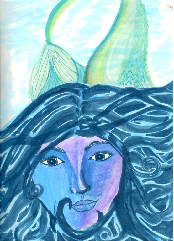 blue mermaid by punkomermaid