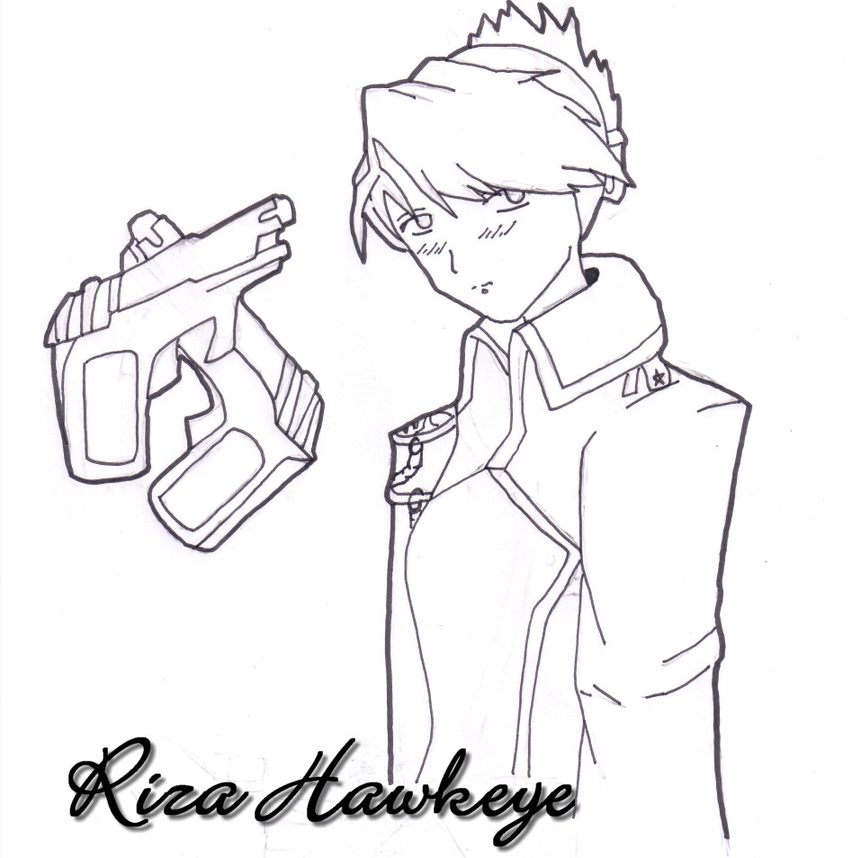 Riza Hawkeye (uncoloured) by Qing