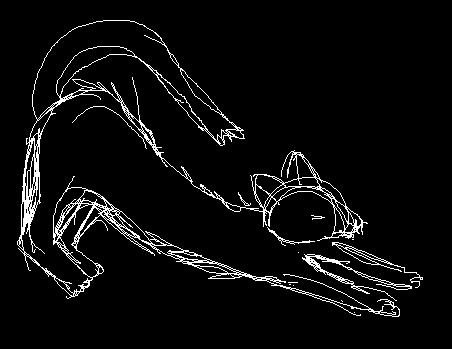 Kitty stretch(black an white sketch by QueenPaige