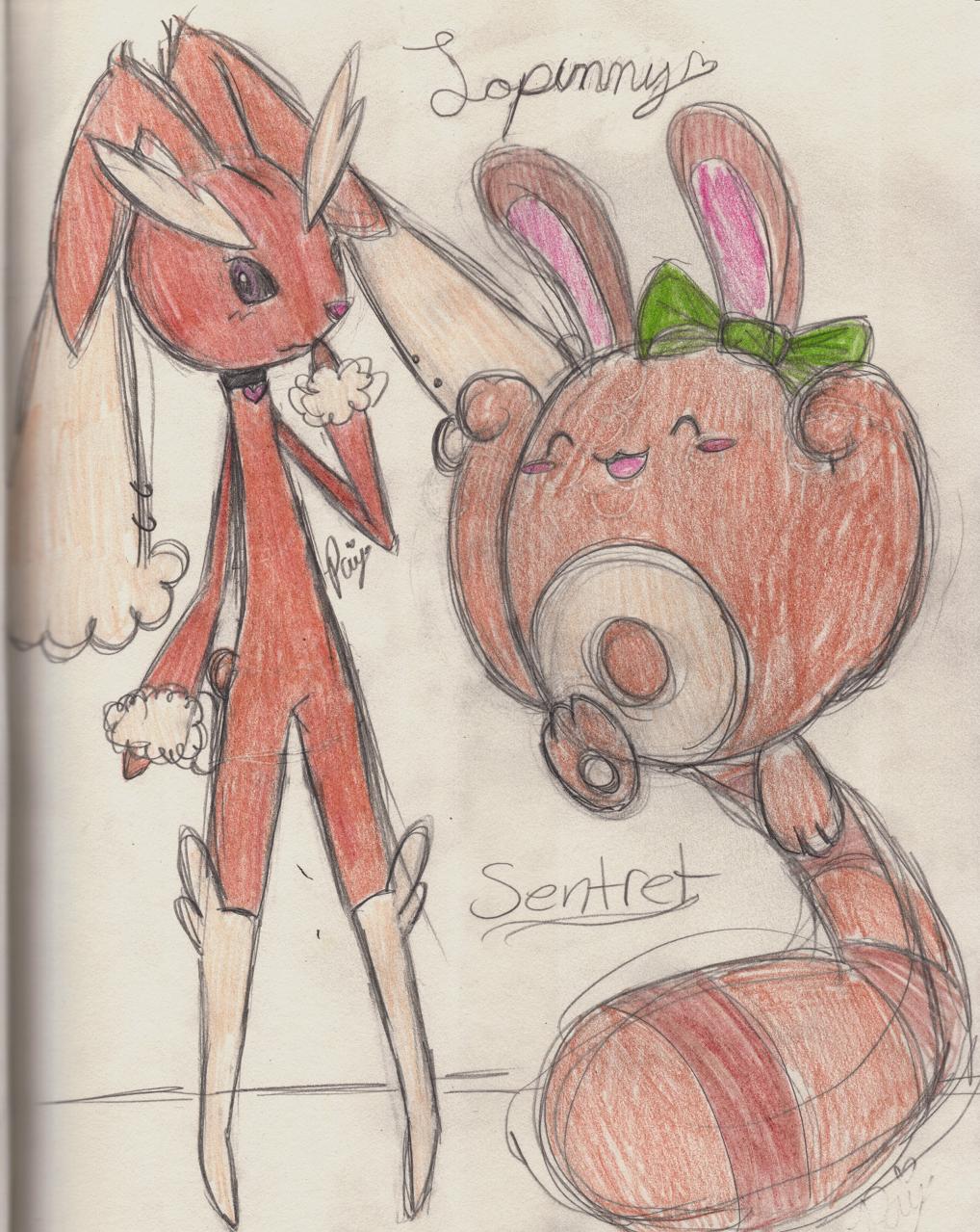 Lopunny and Sentret - For Pixiewolf05's Contest by QueenPaige