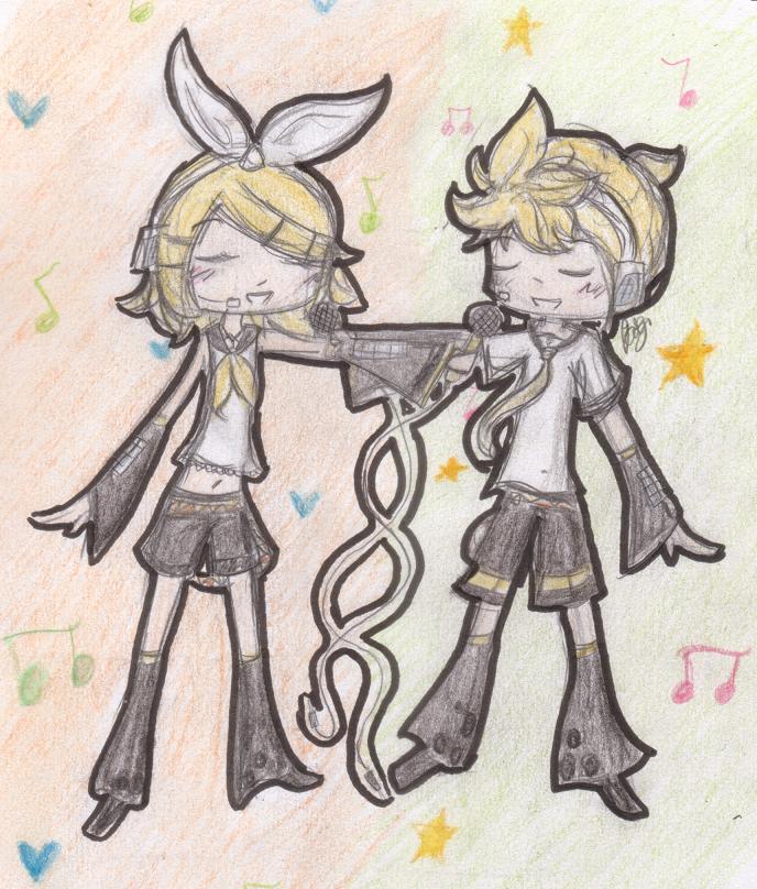 Rin and Len Kagamine by QueenPaige