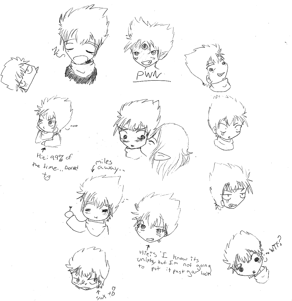 many chibi faces of hiei! by queen_of_foxxes