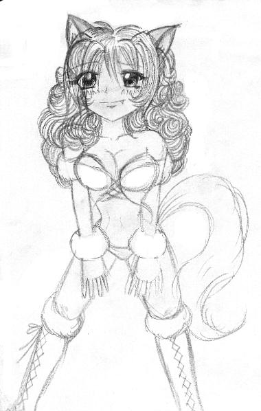 Curly haired catgirl by queenselphie