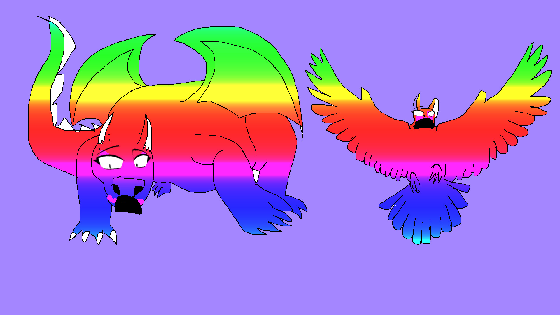 Zburator with Komodo and Falcon is defeated by Light Rainbow Attack by Rainbow-Dash-Rockz