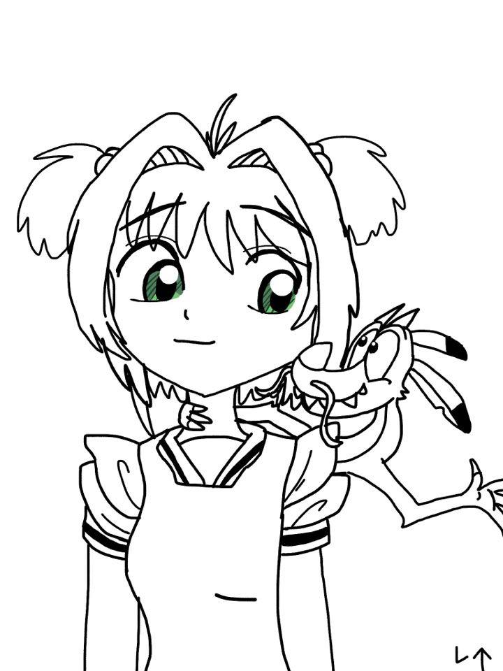 Sakura and her pet Mushu by Rainbow-Dash-Rockz