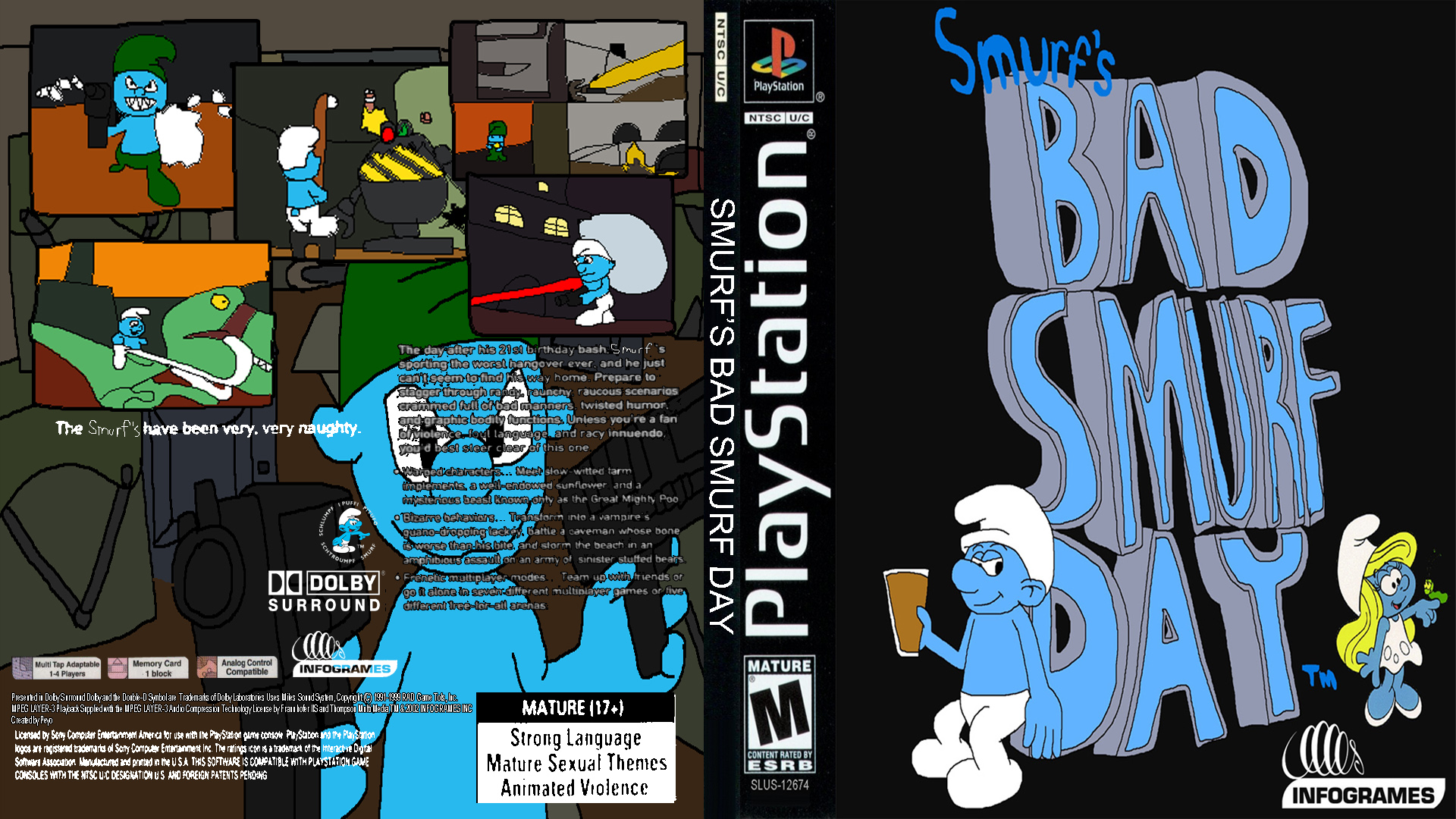 Smurf's Bad Smurf Day PS1 cover by Rainbow-Dash-Rockz