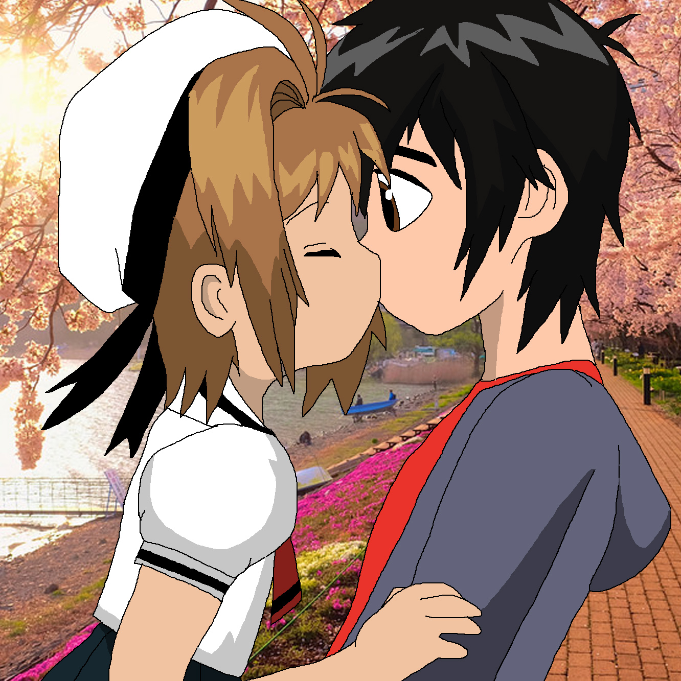 Sakura and Hiro Kissing (SakuraXHiro) (SakHiro) by Rainbow-Dash-Rockz
