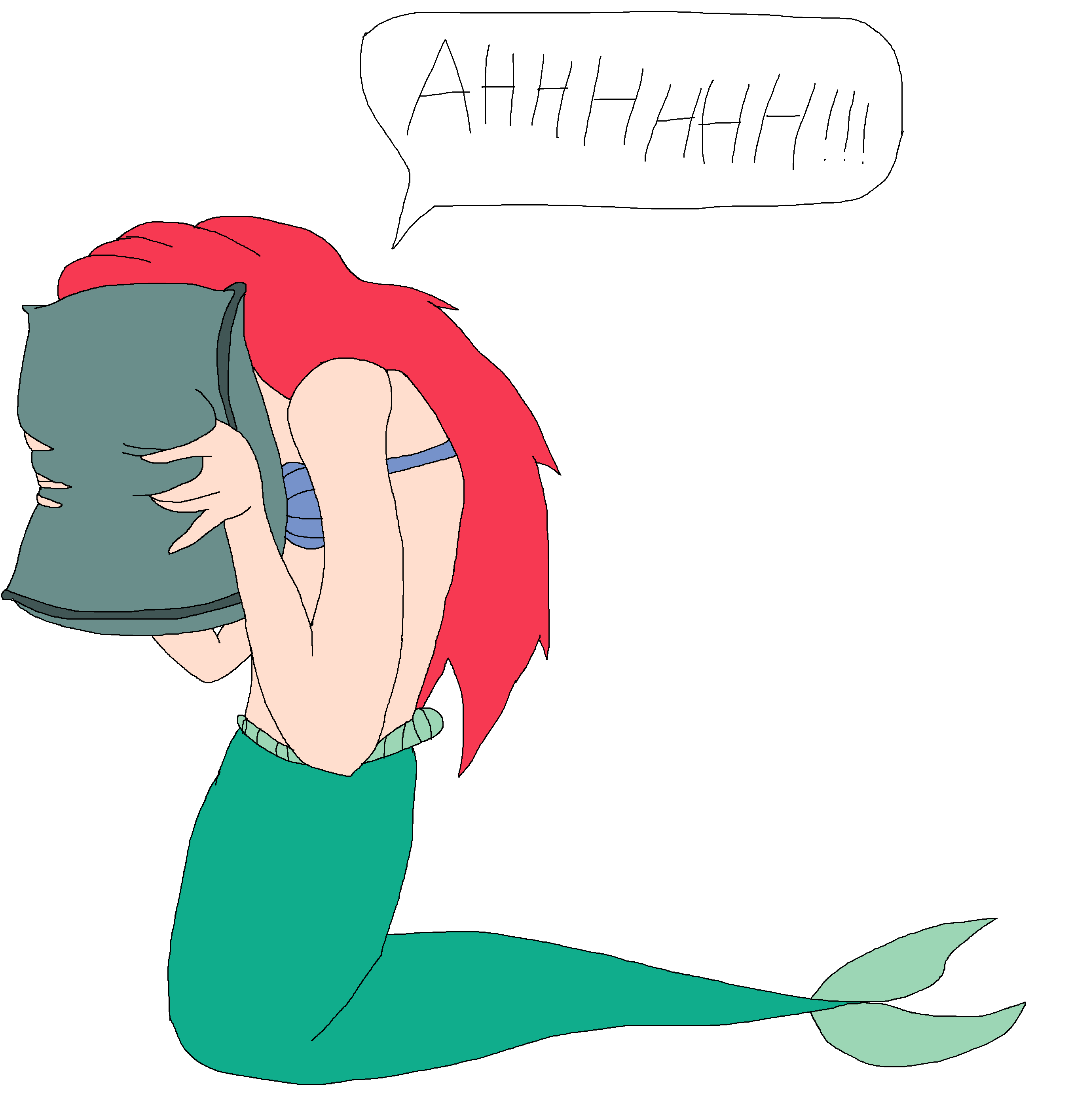 Ariel screaming into pillow by Rainbow-Dash-Rockz