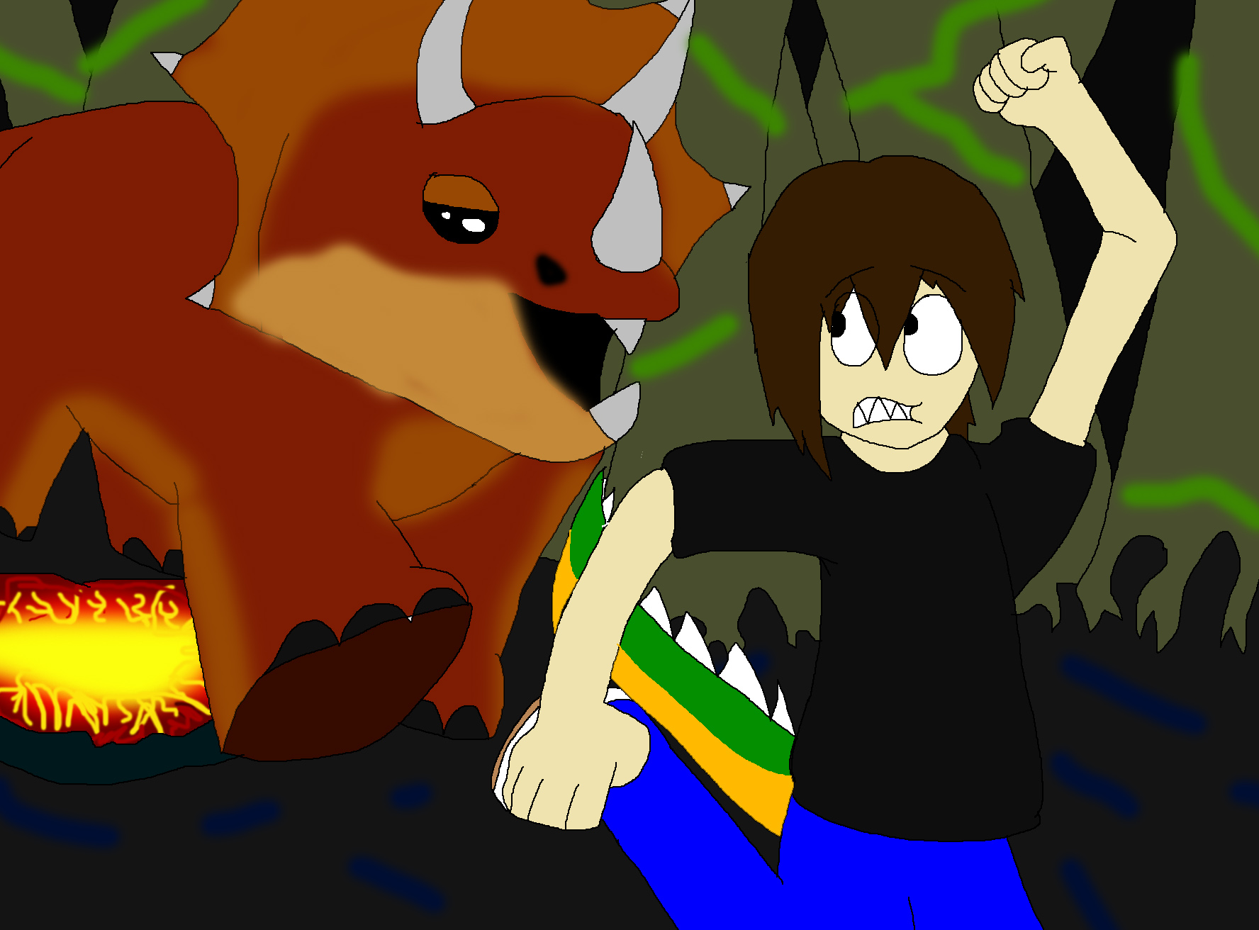 Arthur is being chased by Triceratops by Rainbow-Dash-Rockz