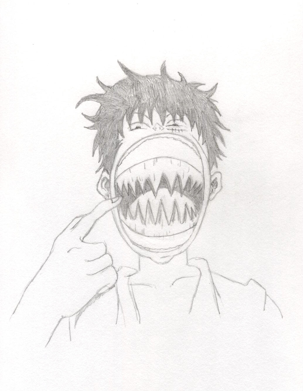 Luffy with Arlong's teeth by Ran_The_Hyena
