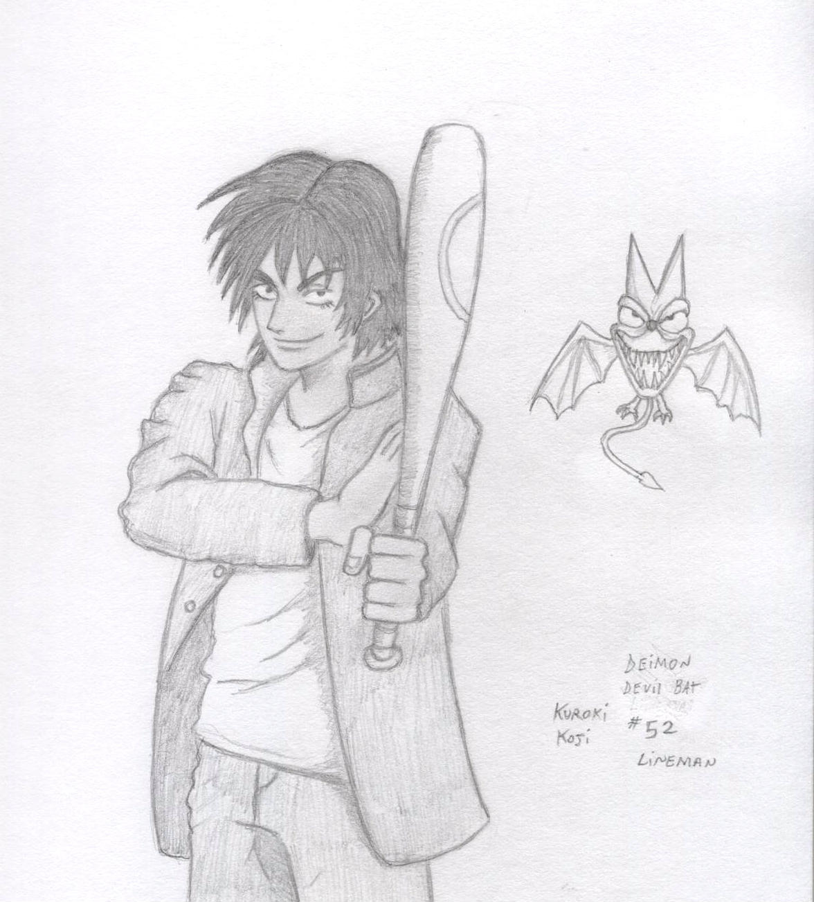 Kuroki with bat and Devil Bat by Ran_The_Hyena