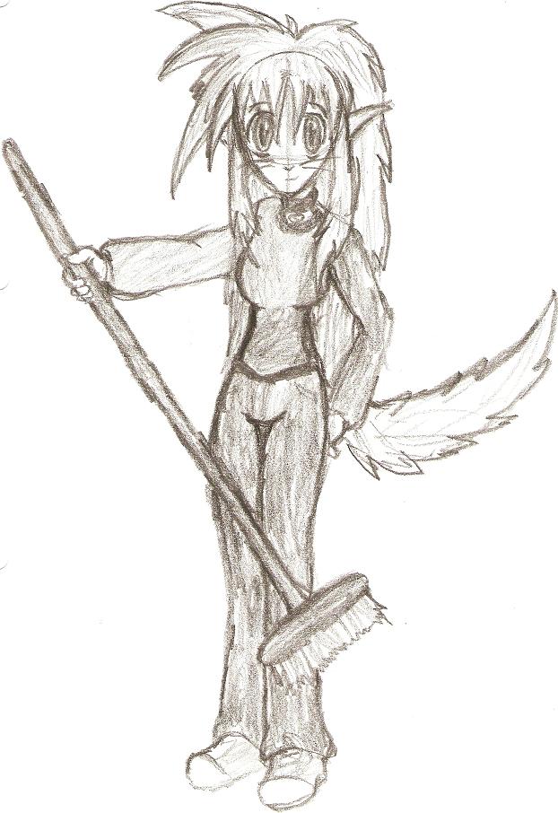 Kimiu with a...broom? by RaptorMaster