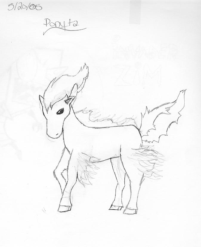 Uncolored Ponyta by RavenGothGirl