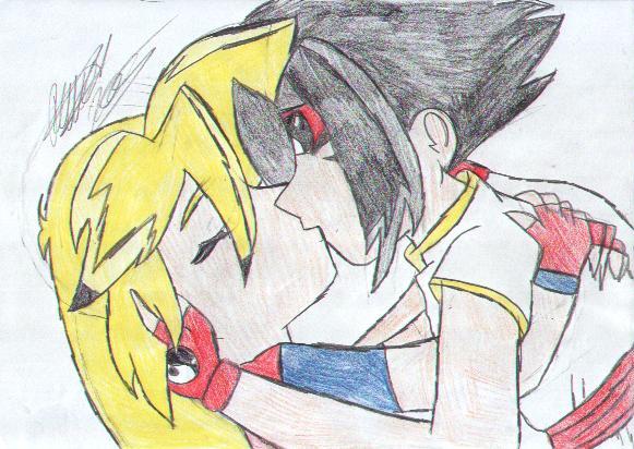 Ray and Raven, Kissing by Raven_Hiwatari