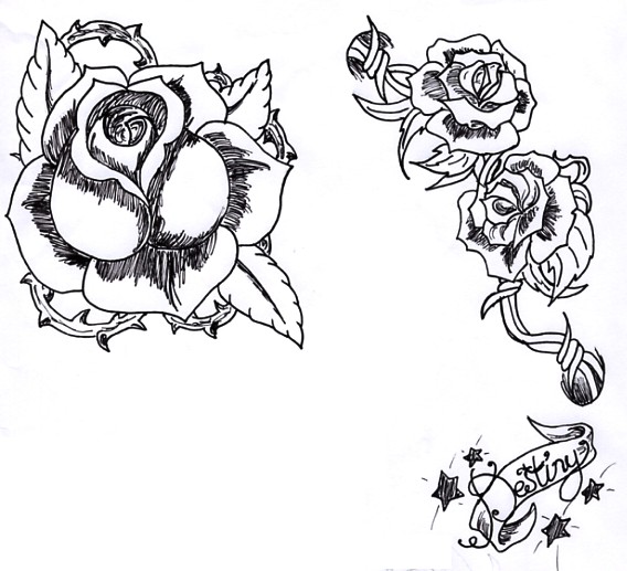Rose tattoo Designs and a destiny scroll by Razael