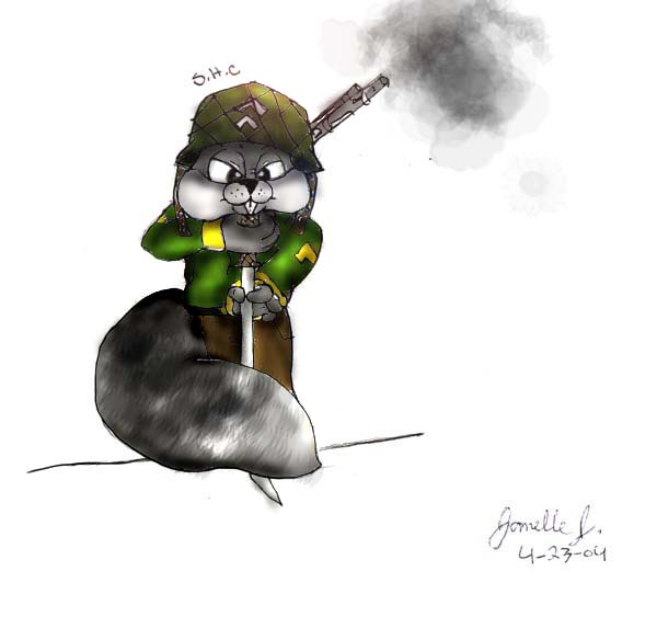 Gray squirrel with a sword... ::evil grin:: by RebeliousSquirrel_Kill_Tediz_