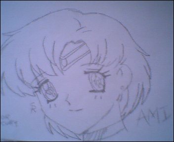 Sailor Mercury -Ami- Uncolored Headshot by RedFlame55