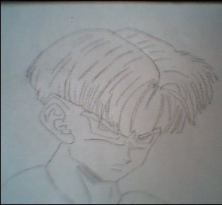 Trunks DBZ uncolored  head sketch by RedFlame55