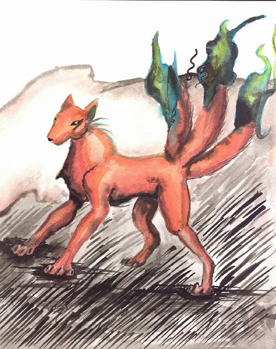 Orange Wolf Doodle by RedPaint