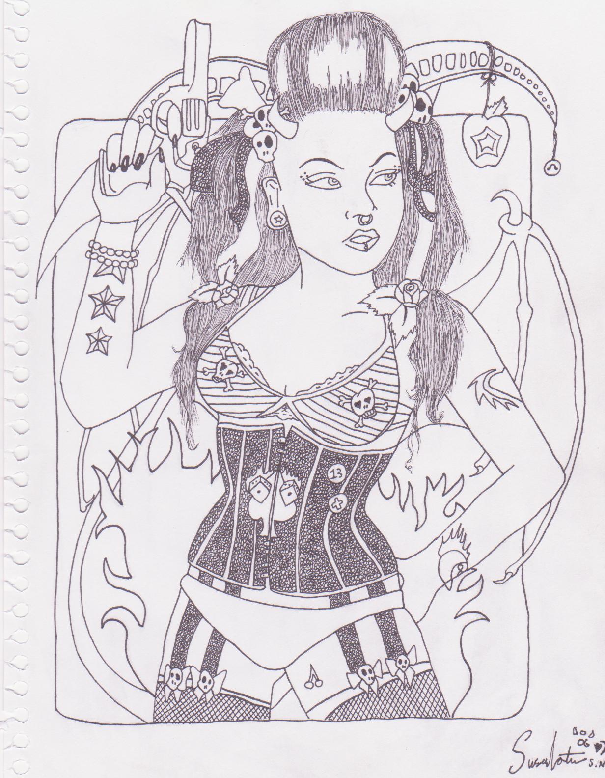 Girl (Ink Sketch) by RedRoses1